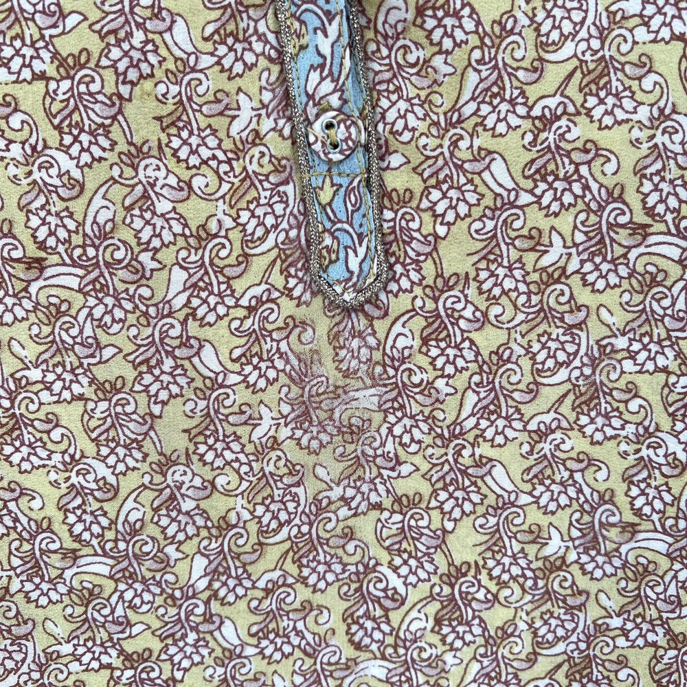 CALYPSO ST. BARTH Shirt Womens Small Gold Brown Printed Silk Long Sleeve Tunic - Picture 14 of 16
